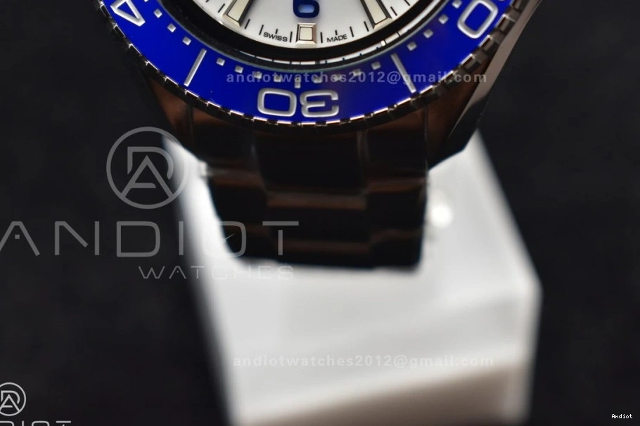 6000M A2824 Bezel on Best Bracelet Deep Ultra White SS Edition Dial Ceramic Seamaster Blue 1:1 TF SS 0213